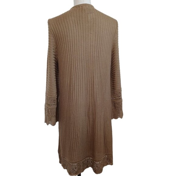 Greige Cardigan Sweater Open Front Long Line NEW Womens XL - Picture 12 of 13